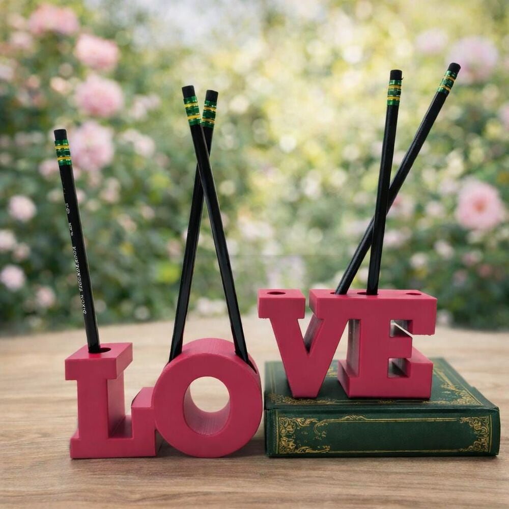 LOVE Pencil Holder Desk Decor | 3D Printed Gift